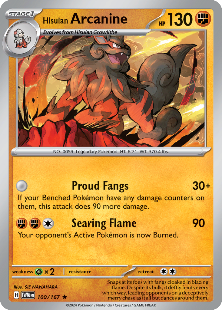 Hisuian Arcanine - 100/167 - Twilight Masquerade SV6 - Rare