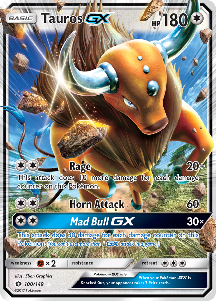 Tauros-GX - 100/149 - Sun & Moon SM1 - Rare Holo GX
