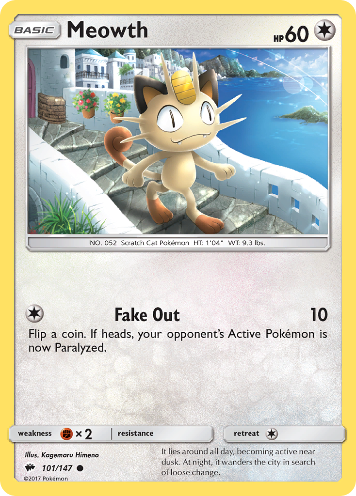 Meowth - 101/147 - Burning Shadows SM3 - Common