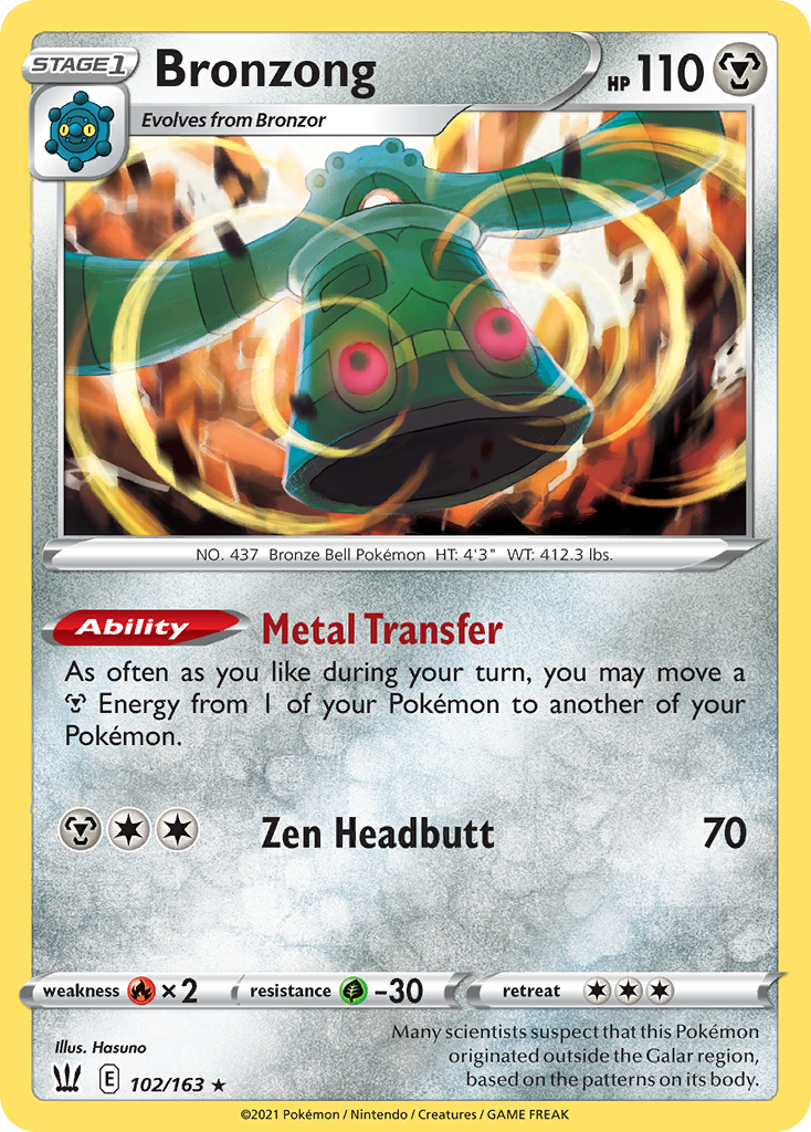 Bronzong - 102/163 - Battle Styles SWSH5 - Rare Holo
