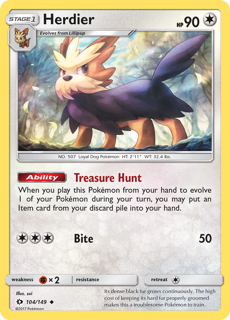 Herdier - 104/149 - Sun & Moon SM1 - Uncommon