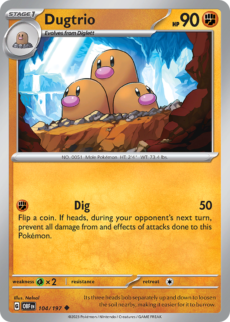 Dugtrio - 104/197 - Obsidian Flames SV3 - Uncommon