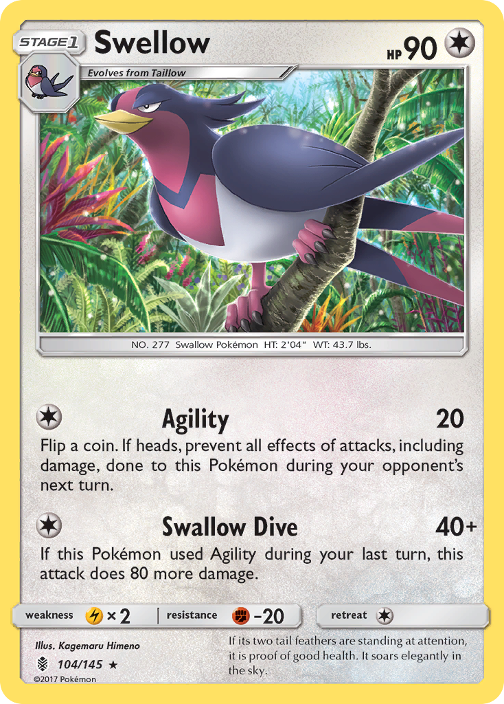 Swellow - 104/145 - Guardians Rising SM2 - Rare