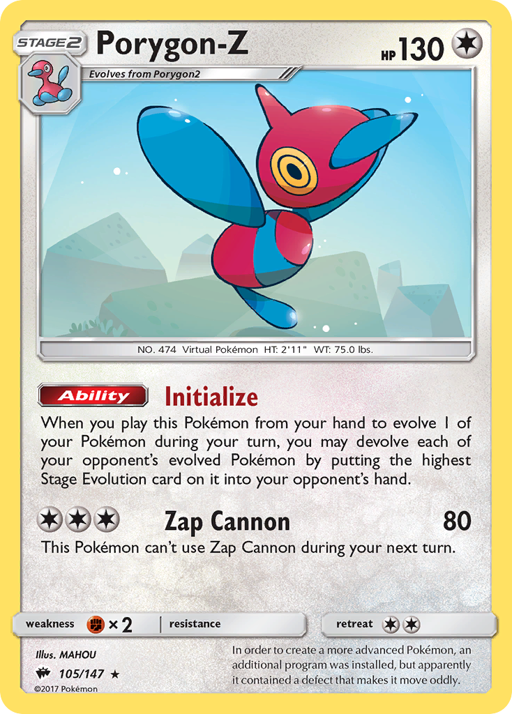 Porygon-Z - 105/147 - Burning Shadows SM3 - Rare Holo