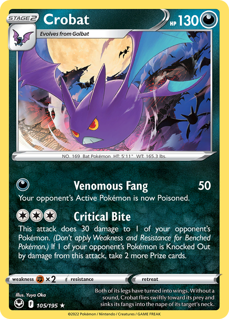 Crobat - 105/195 - Silver Tempest SWSH12 - Rare Holo