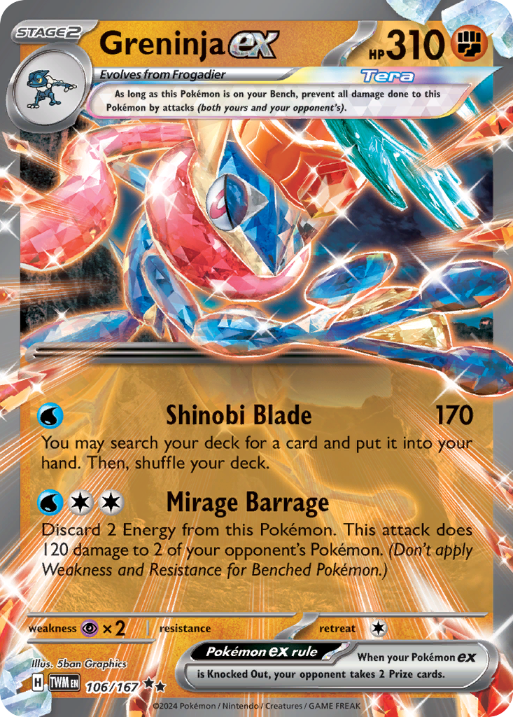 Greninja ex - 106/167 - Twilight Masquerade SV6 - Double Rare