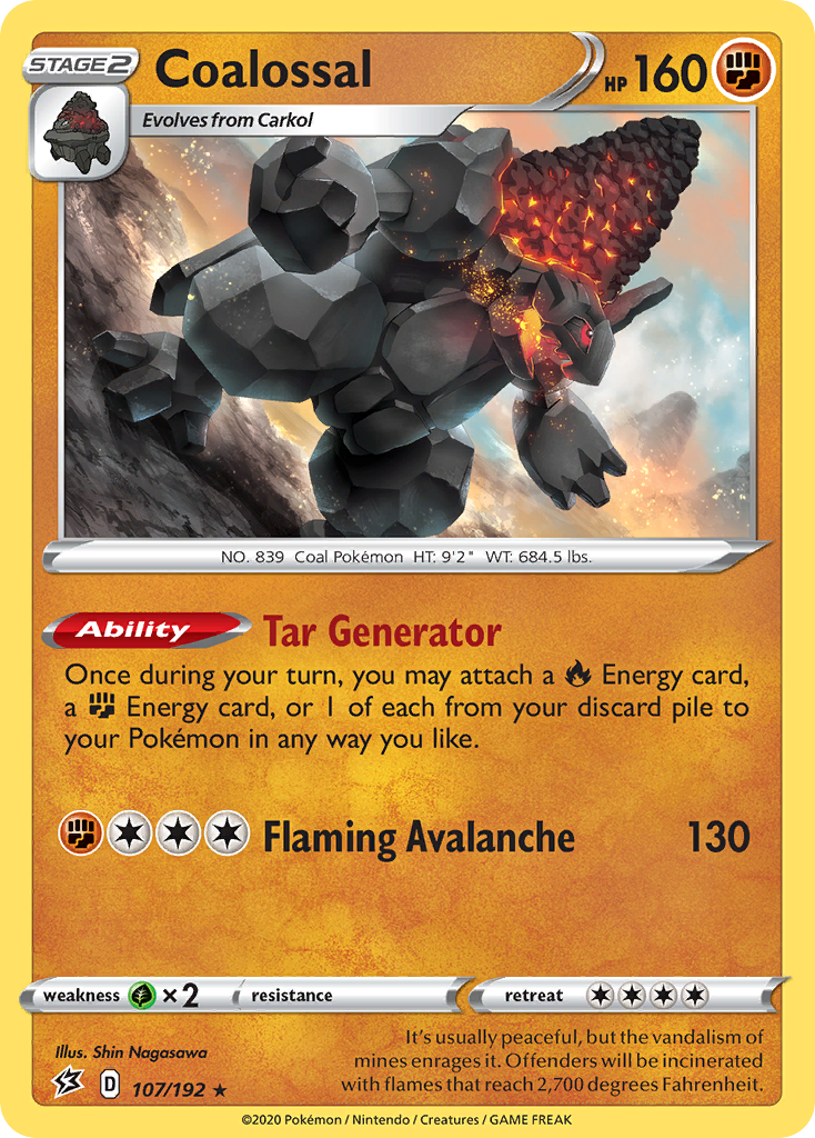 Coalossal - 107/192 - Rebel Clash SWSH2 - Rare Holo