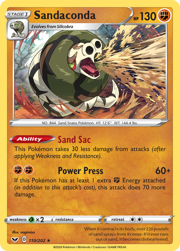 Sandaconda - 110/202 - Sword & Shield SWSH1 - Rare Holo