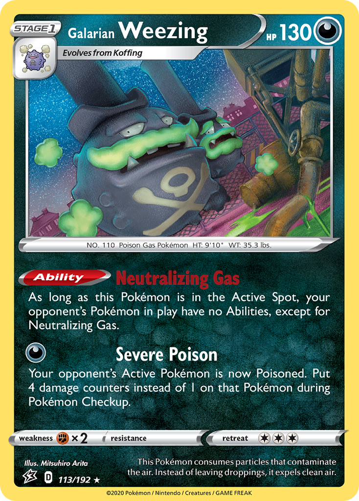 Galarian Weezing - 113/192 - Rebel Clash SWSH2 - Rare Holo