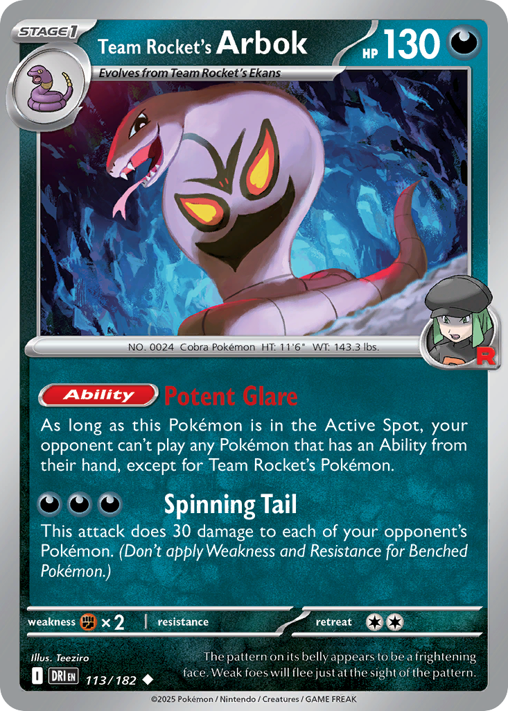 Team Rocket's Arbok - 113/182 - Destined Rivals SV10 - Uncommon