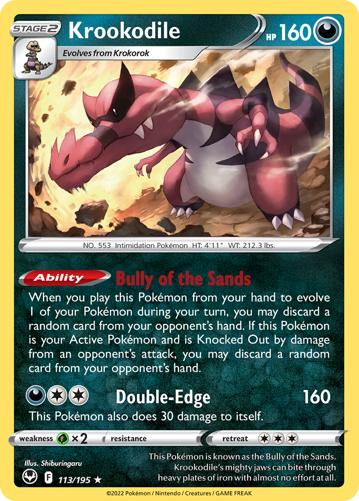 Krookodile - 113/195 - Silver Tempest SWSH12 - Rare Holo