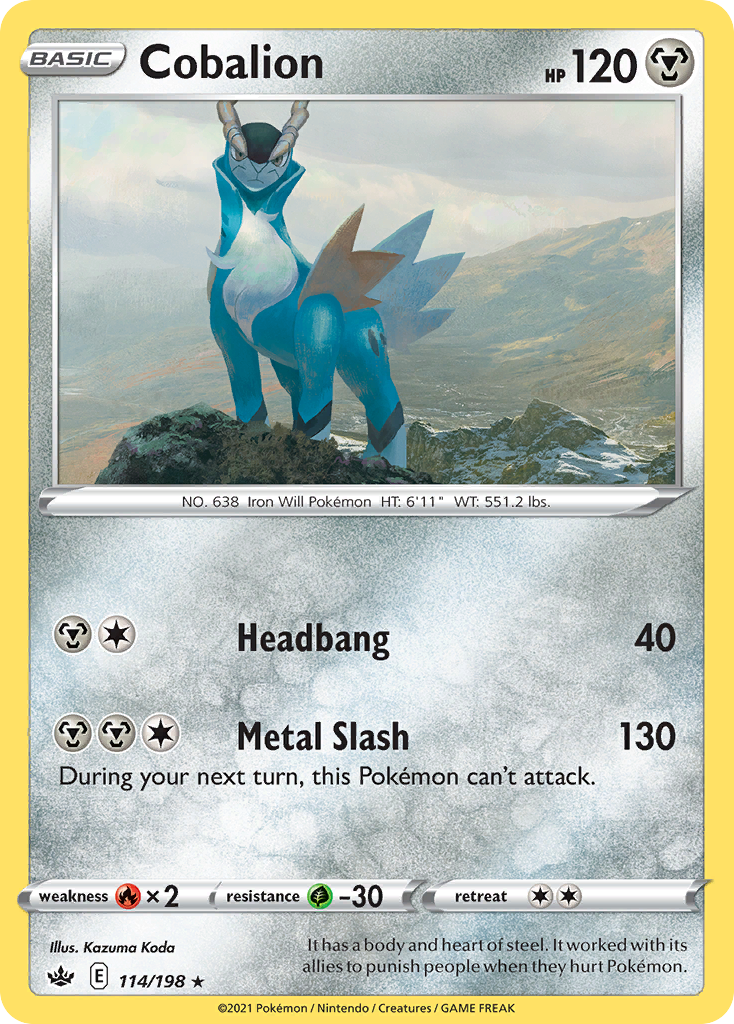 Cobalion - 114/198 - Chilling Reign SWSH6 - Rare Holo