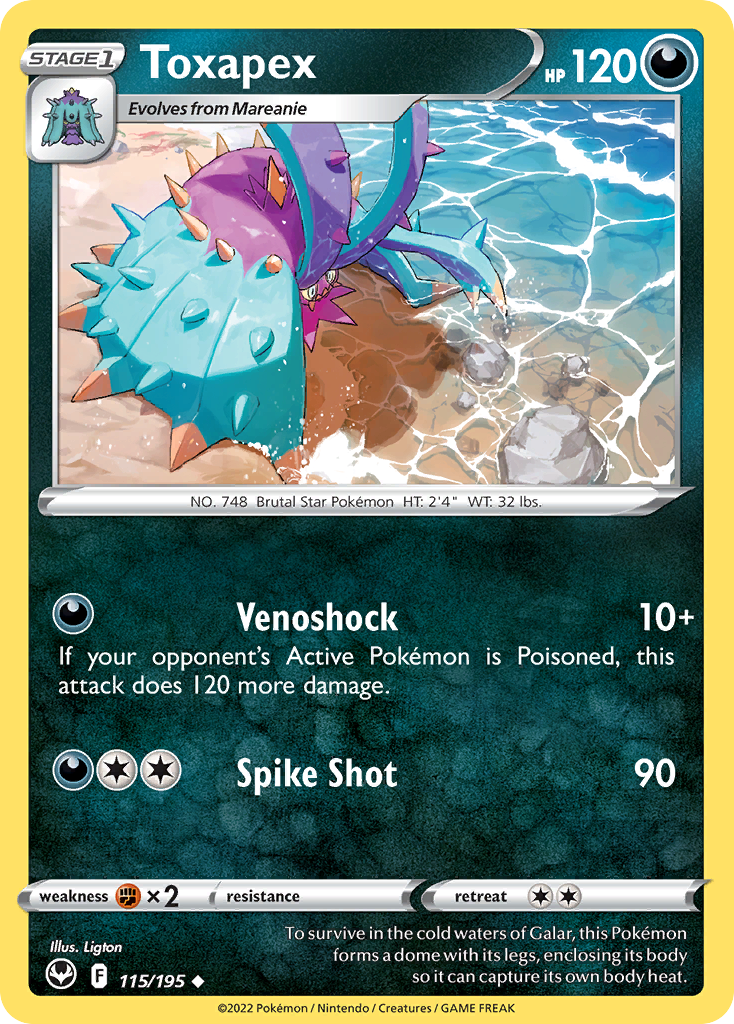 Toxapex - 115/195 - Silver Tempest SWSH12 - Uncommon
