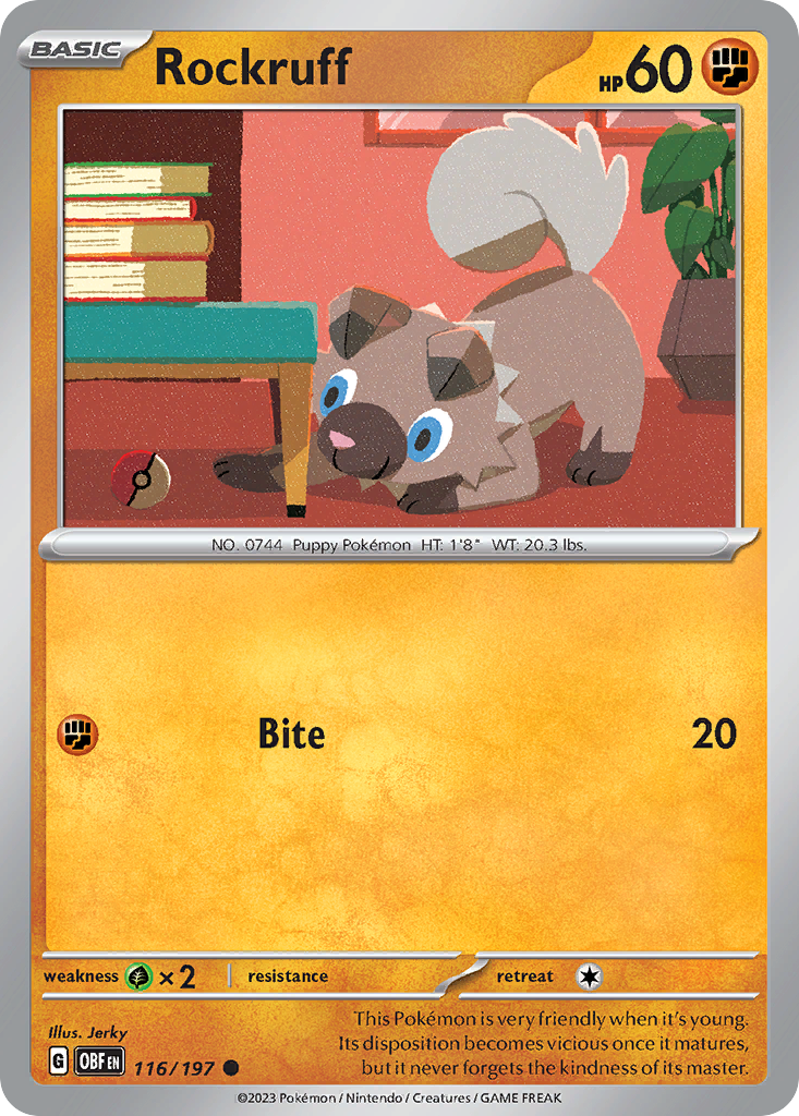 Rockruff - 116/197 - Obsidian Flames SV3 - Common