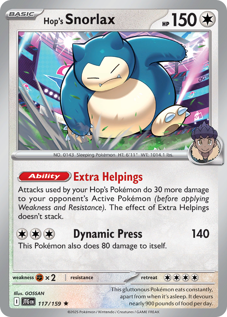 Hop's Snorlax - 117/159 - Journey Together SV9 - Rare