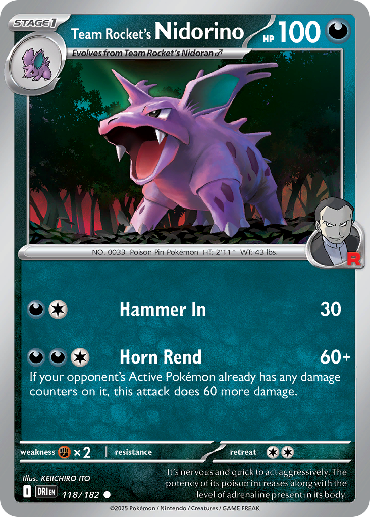 Team Rocket's Nidorino - 118/182 - Destined Rivals SV10 - Common