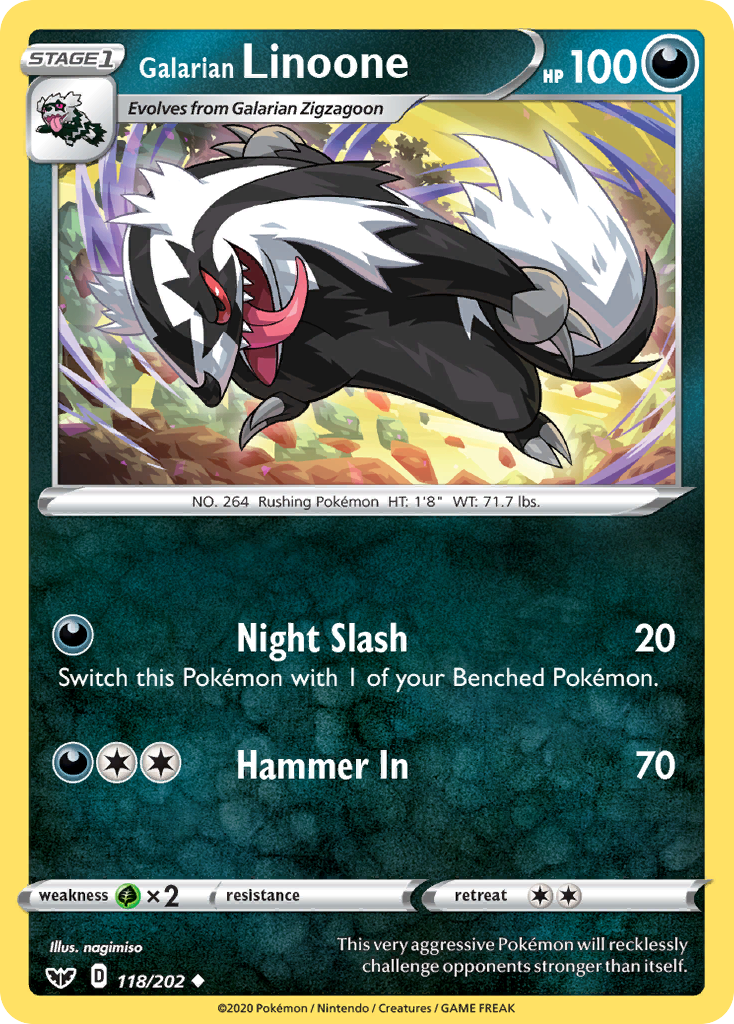 Galarian Linoone - 118/202 - Sword & Shield SWSH1 - Uncommon
