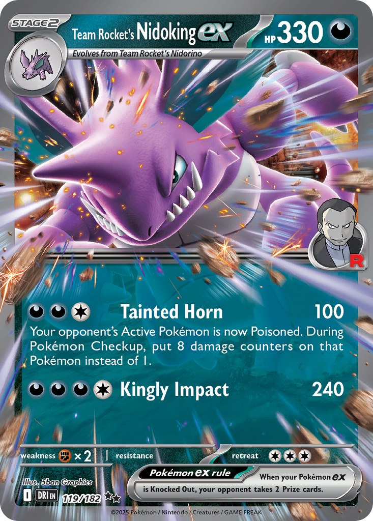 Team Rocket's Nidoking ex - 119/182 - Destined Rivals SV10 - Double Rare