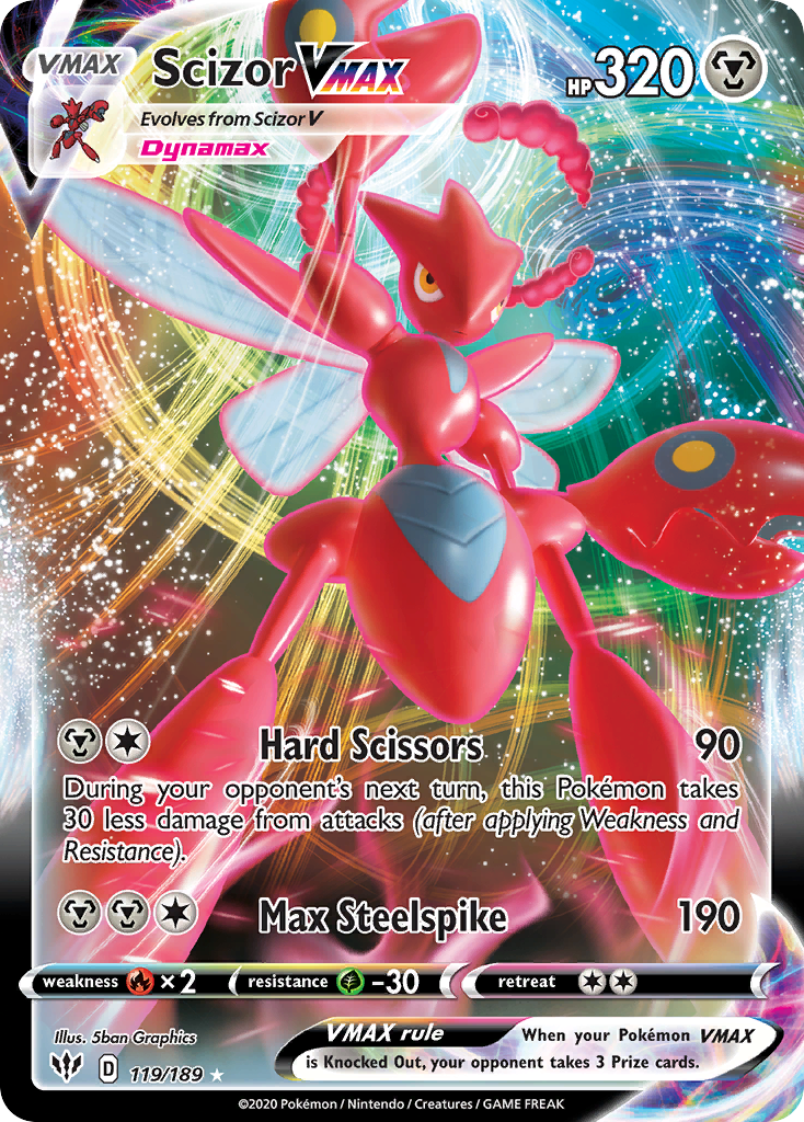 Scizor VMAX - 119/189 - Darkness Ablaze SWSH3 - Rare Holo VMAX