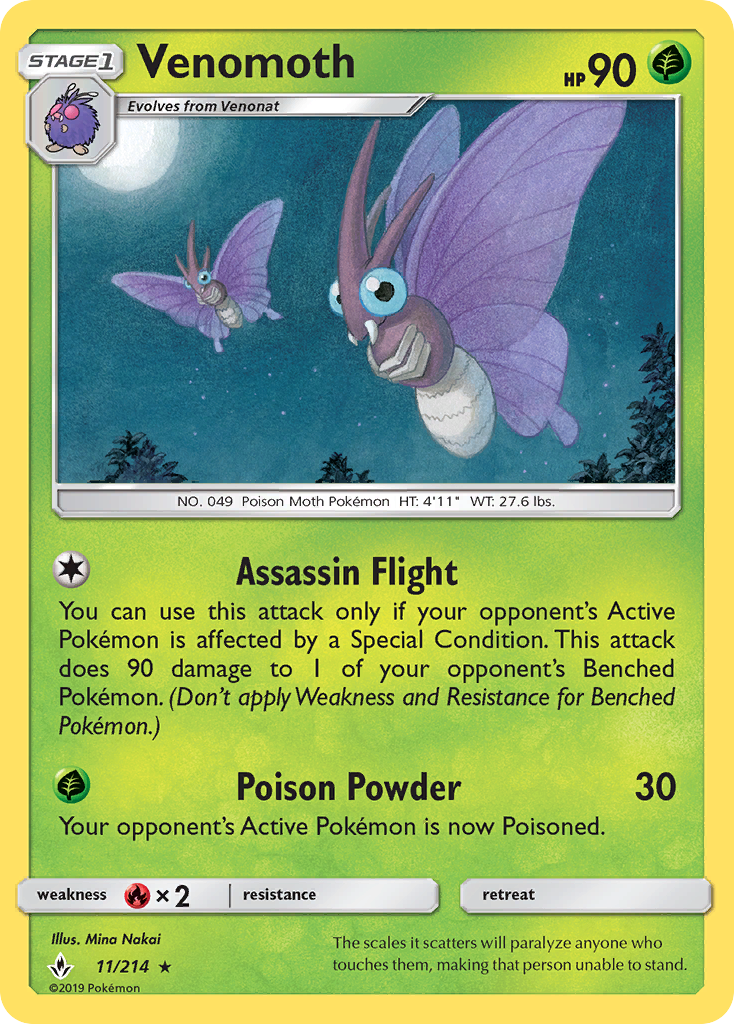 Venomoth - 11/214 - Unbroken Bonds SM10 - Rare