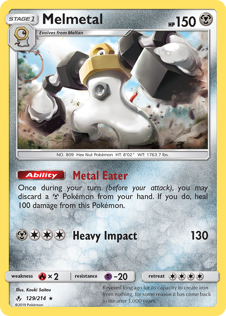 Melmetal - 129/214 - Unbroken Bonds SM10 - Rare Holo