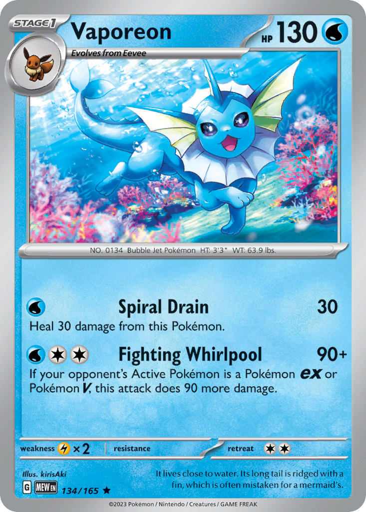 Vaporeon - 134/165 - 151 SV3PT5 - Rare