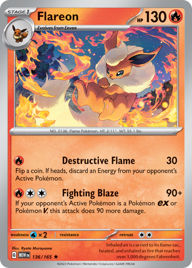 Flareon - 136/165 - 151 SV3PT5 - Rare