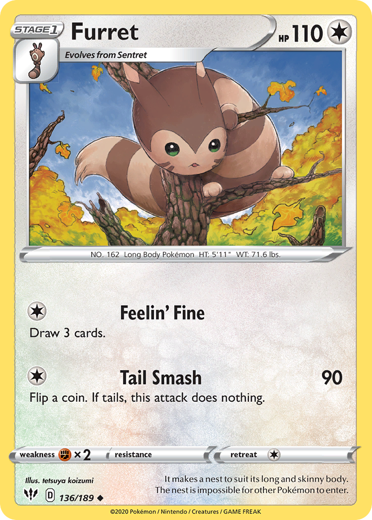 Furret - 136/189 - Darkness Ablaze SWSH3 - Uncommon