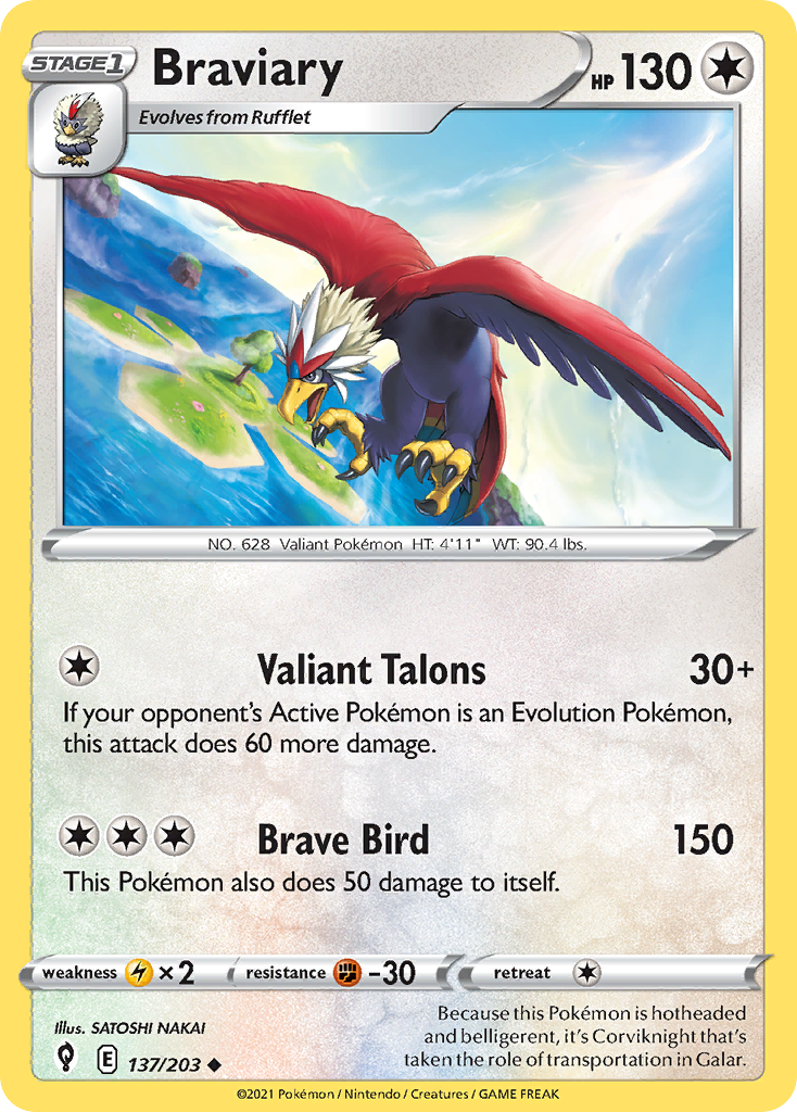 Braviary - 137/203 - Evolving Skies SWSH7 - Uncommon