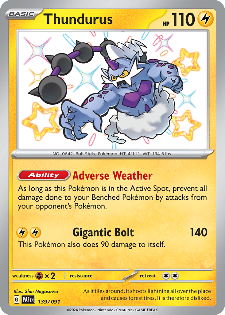Thundurus - 139/91 - Paldean Fates SV4PT5 - Shiny Rare