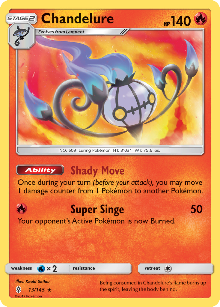 Chandelure - 13/145 - Guardians Rising SM2 - Rare Holo