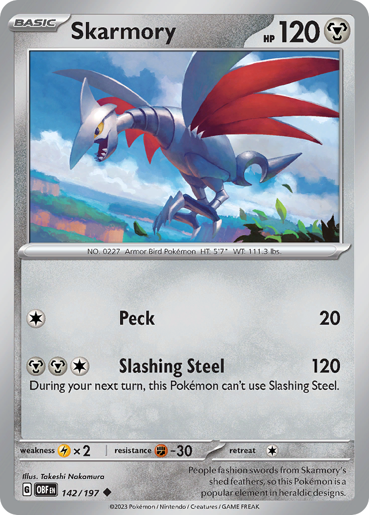 Skarmory - 142/197 - Obsidian Flames SV3 - Uncommon