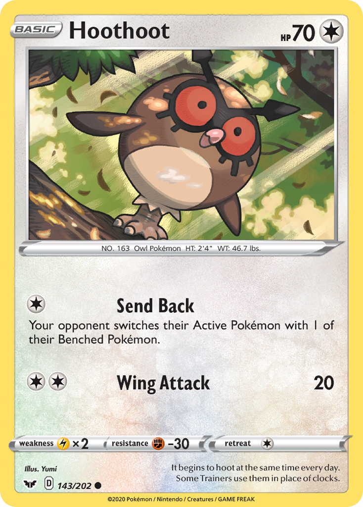 Hoothoot - 143/202 - Sword & Shield SWSH1 - Common