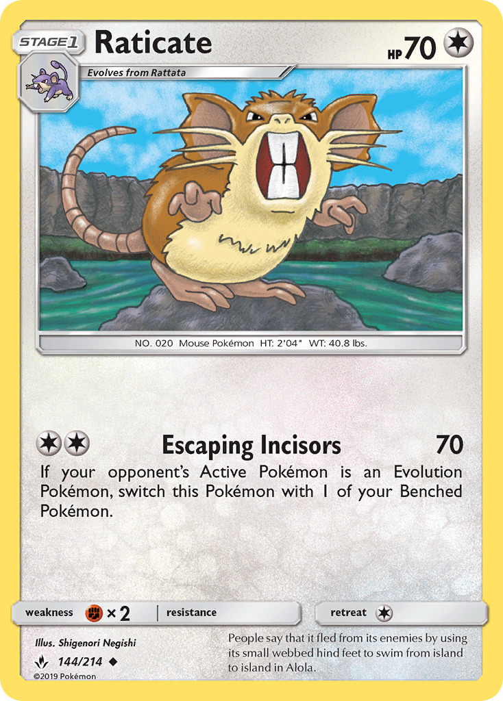 Raticate - 144/214 - Unbroken Bonds SM10 - Uncommon
