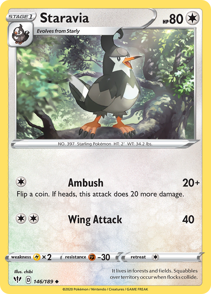 Staravia - 146/189 - Darkness Ablaze SWSH3 - Uncommon