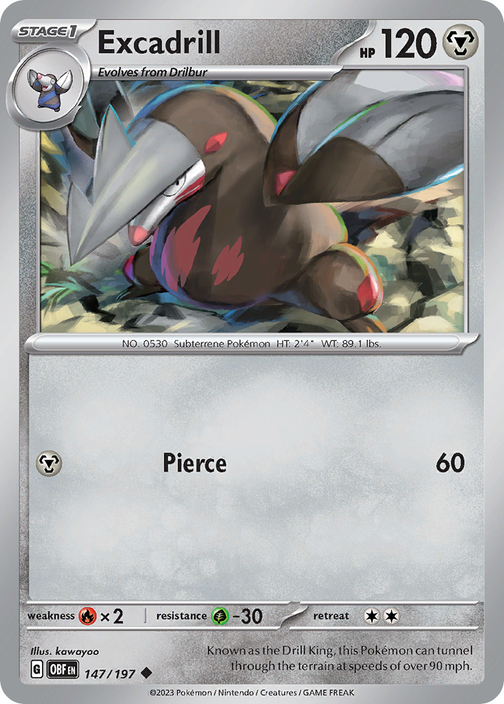 Excadrill - 147/197 - Obsidian Flames SV3 - Uncommon