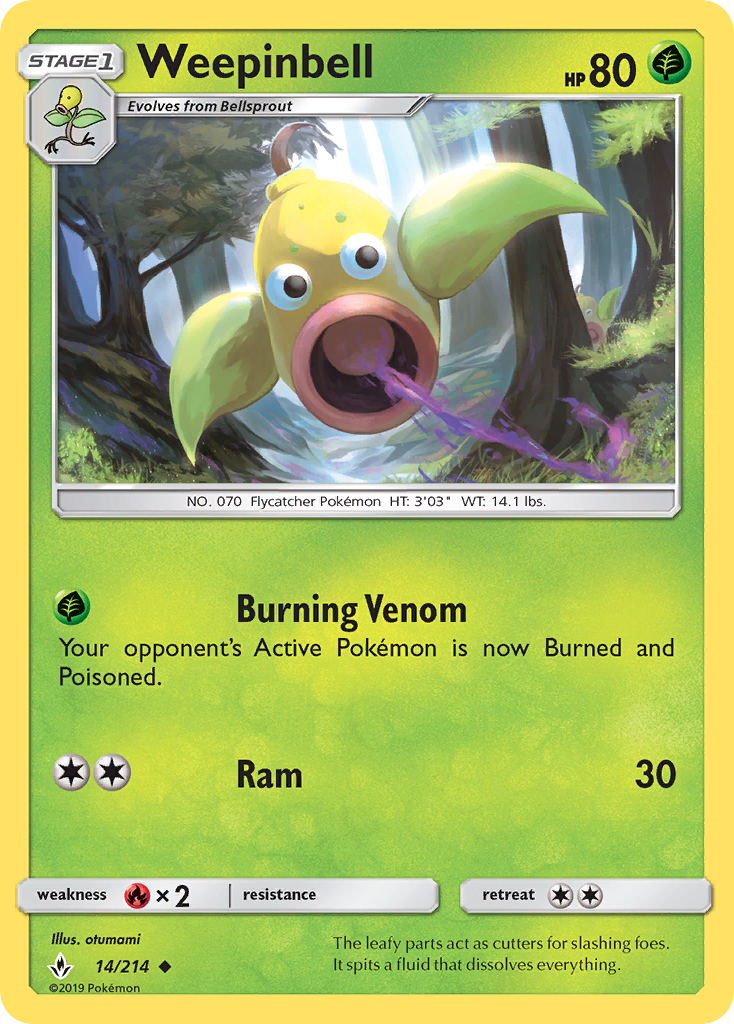 Weepinbell - 14/214 - Unbroken Bonds SM10 - Uncommon