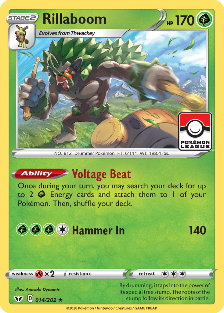 Rillaboom - 14/202 - Sword & Shield SWSH1 - Rare Holo