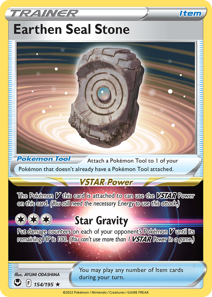 Earthen Seal Stone - 154/195 - Silver Tempest SWSH12 - Rare Holo