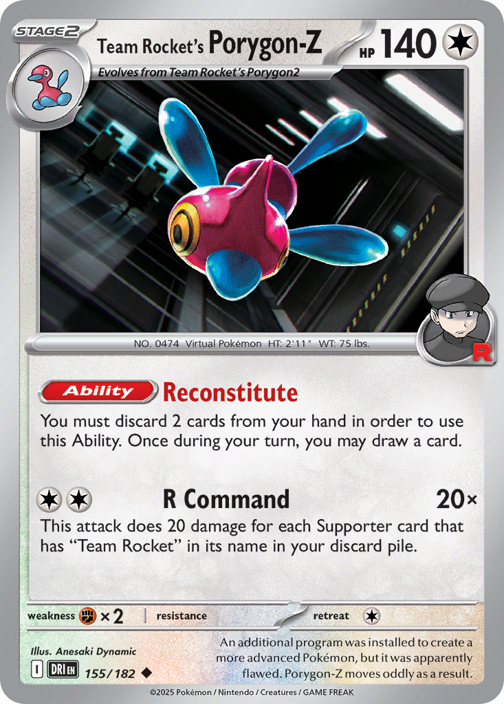 Team Rocket's Porygon-Z - 155/182 - Destined Rivals SV10 - Uncommon