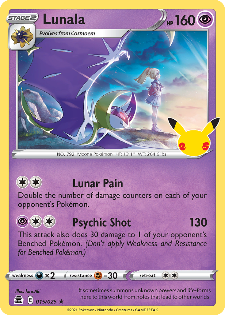 Lunala - 15/25 - Celebrations CEL25 - Rare Holo