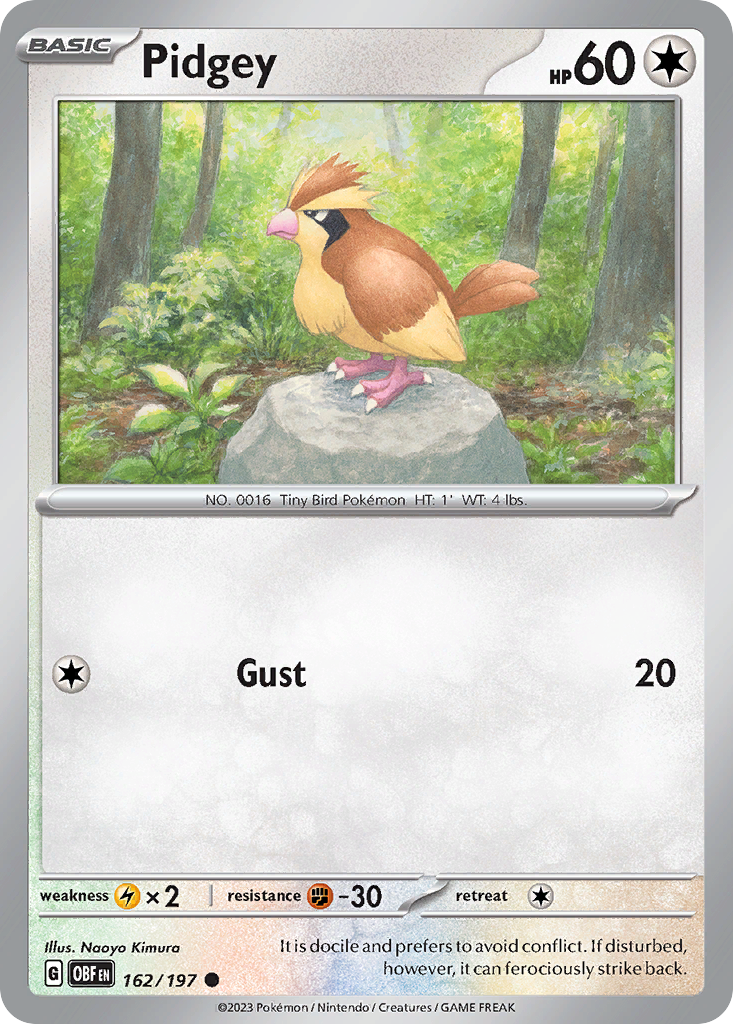 Pidgey - 162/197 - Obsidian Flames SV3 - Common