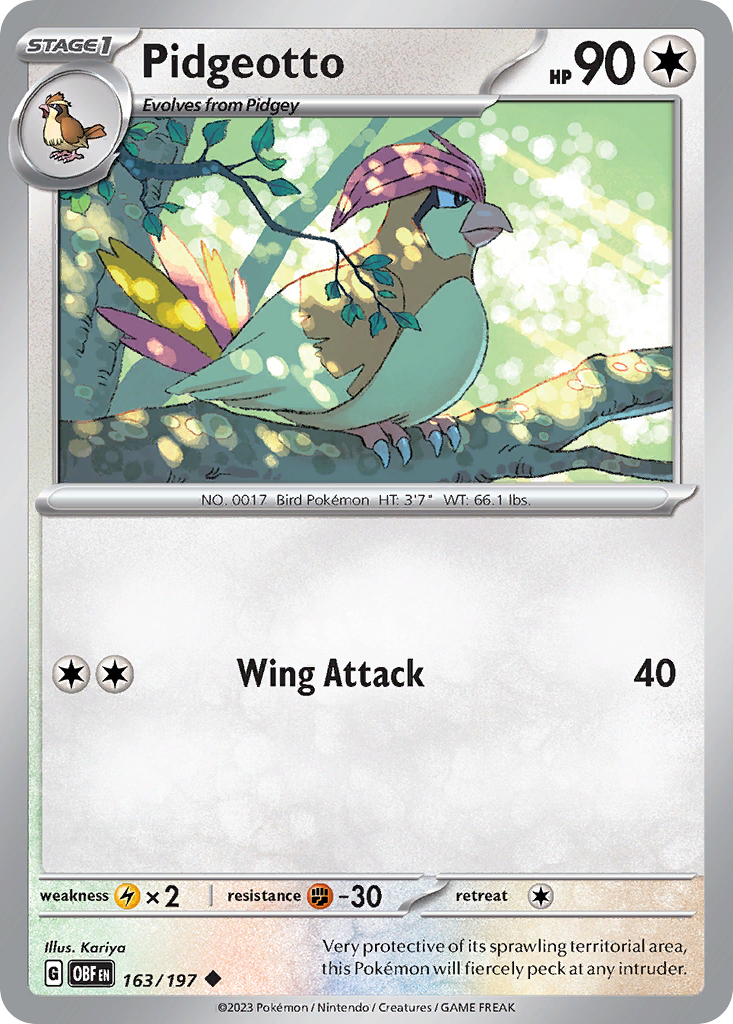 Pidgeotto - 163/197 - Obsidian Flames SV3 - Uncommon