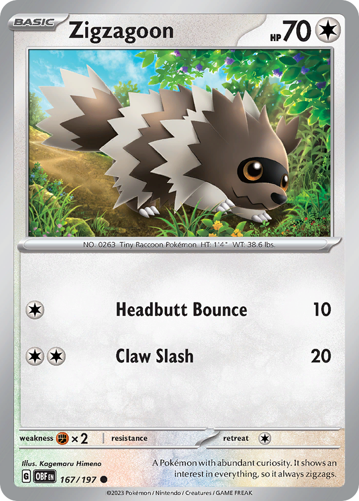 Zigzagoon - 167/197 - Obsidian Flames SV3 - Common
