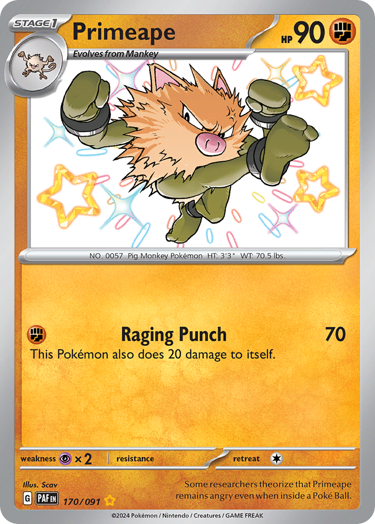 Primeape - 170/91 - Paldean Fates SV4PT5 - Shiny Rare