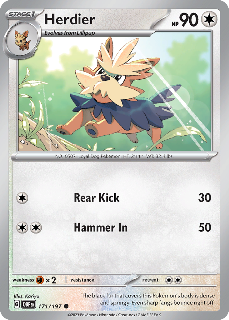 Herdier - 171/197 - Obsidian Flames SV3 - Common
