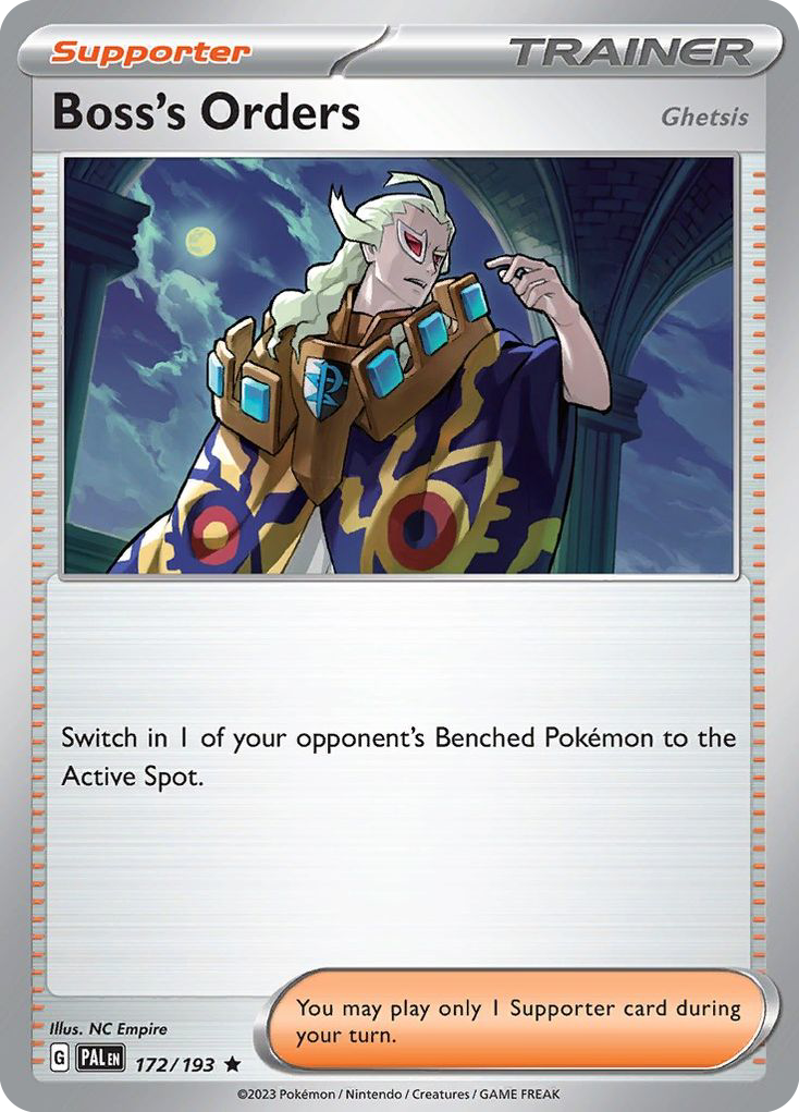 Carta Pokémon Boss's Orders (Ghetsis) de Paldea Evolved #172