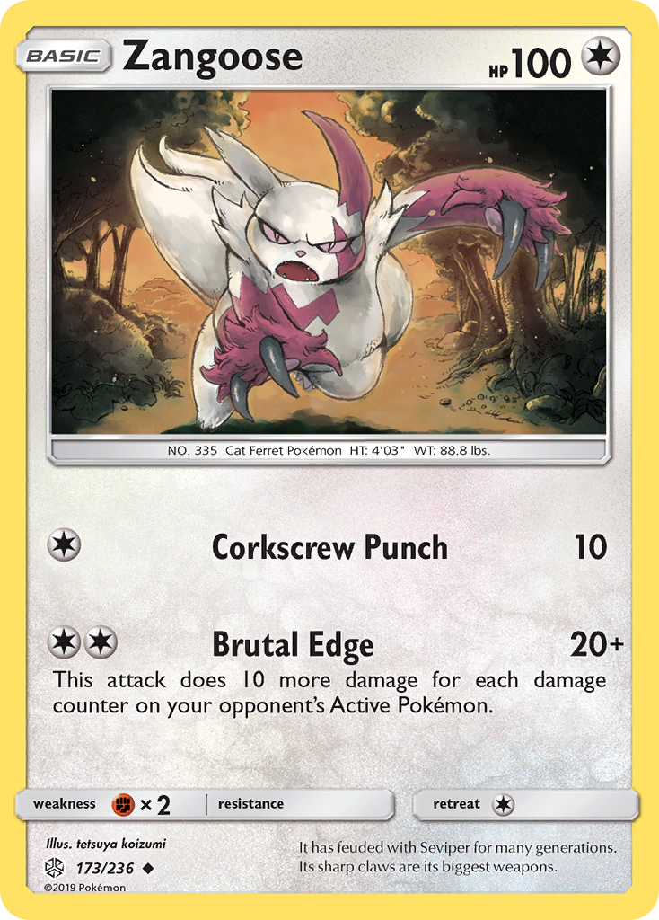Zangoose - 173/236 - Cosmic Eclipse SM12 - Uncommon
