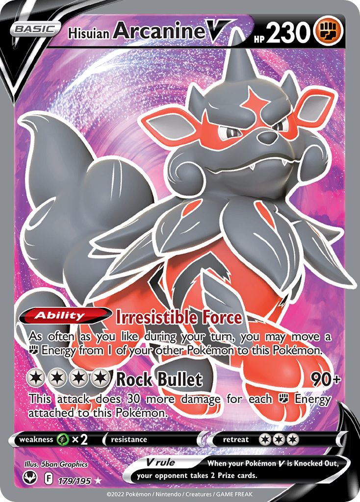 Hisuian Arcanine V - 179/195 - Silver Tempest SWSH12 - Rare Ultra