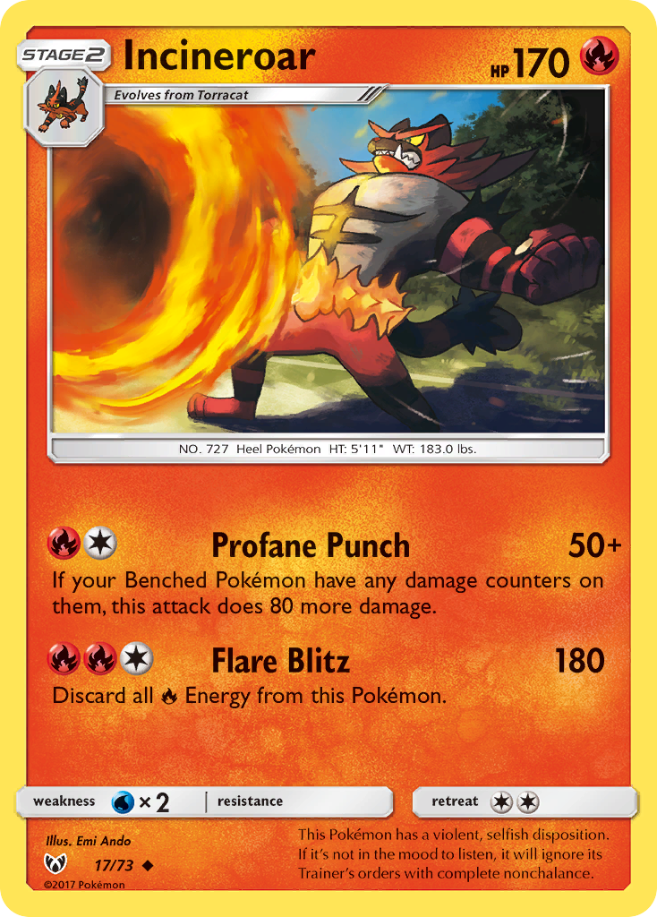 Incineroar - 17/73 - Shining Legends SM35 - Uncommon